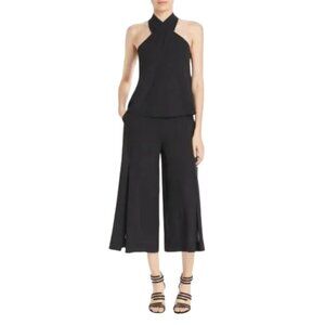 NWT Le Gali "Hildy" Criss Cross Cropped Culotte Gaucho Black Jumpsuit Sz. XS